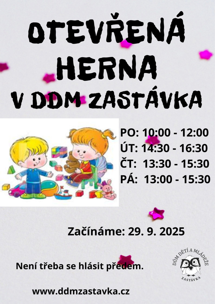 Otevřená herna bude opět v provozu od 29. 9. 2025