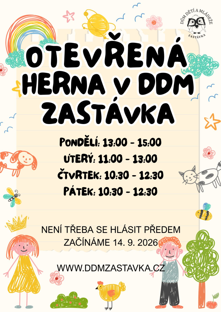 Otevřená herna bude opět v provozu od 14. 9.2026